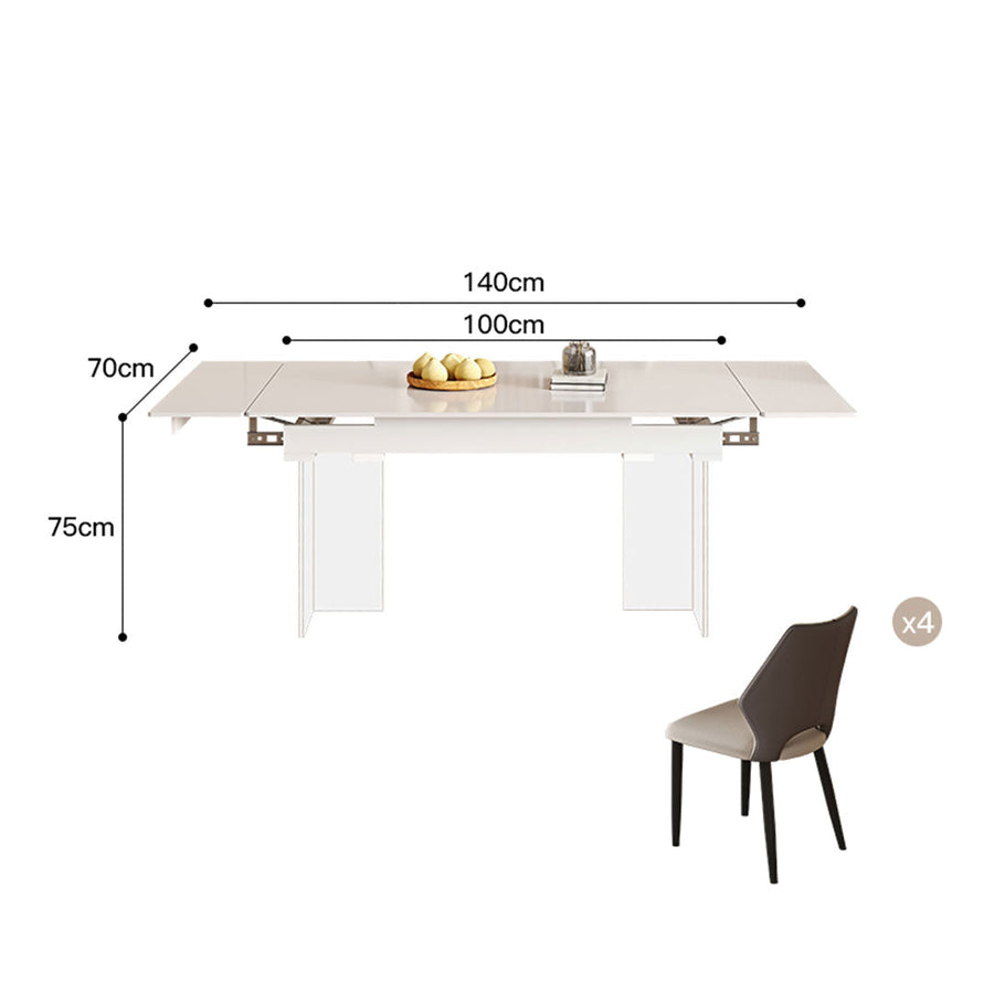 Square extendable ceramic table set