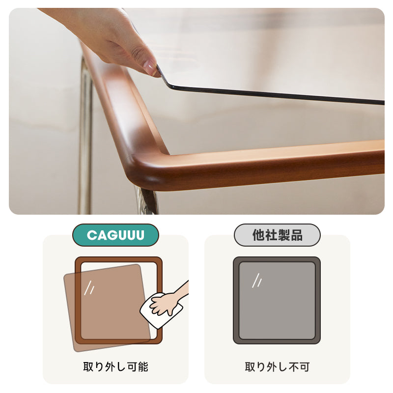 Boxwood and stainless steel wooden edge table