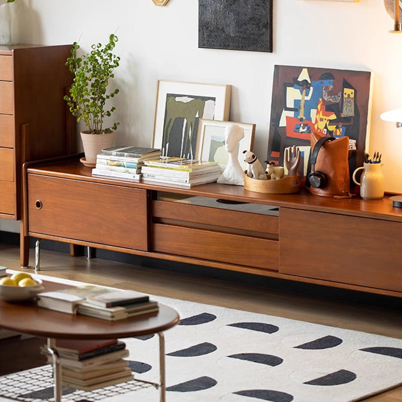 Boxwood retro style TV stand with stainless steel legs