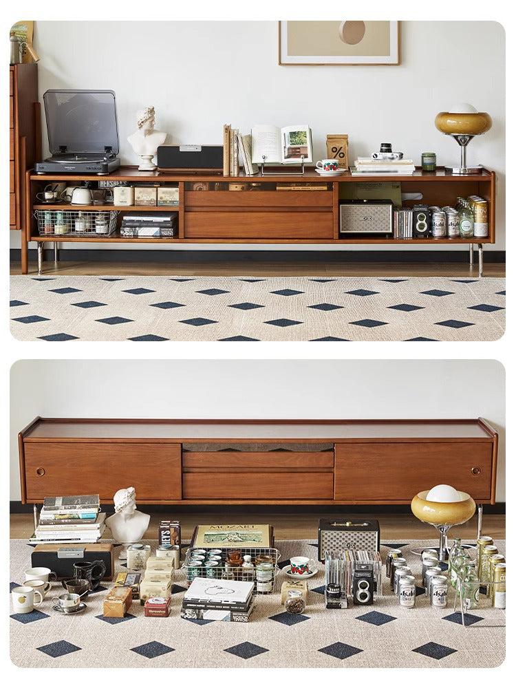 Boxwood retro style TV stand with stainless steel legs