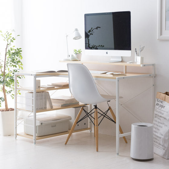 merrily L-shaped desk with storage shelves that can be switched to the left or right Computer desk