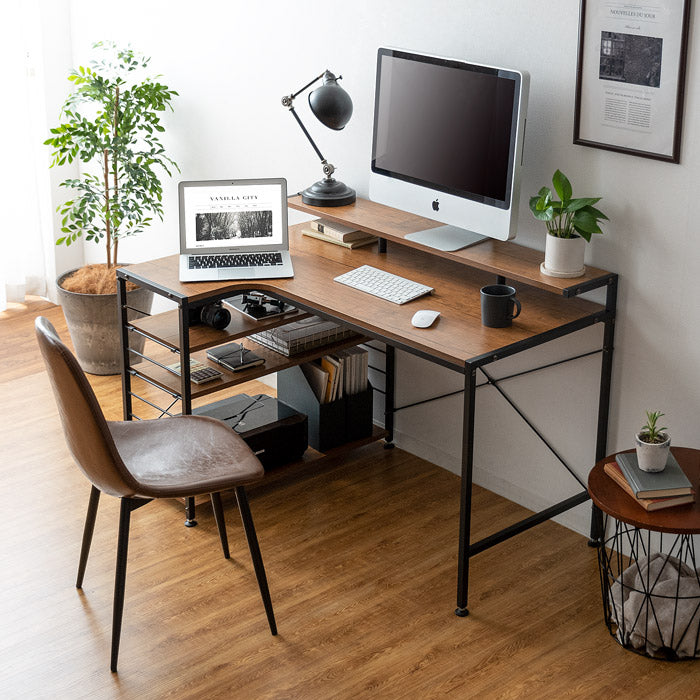 merrily L-shaped desk with storage shelves that can be switched to the left or right Computer desk