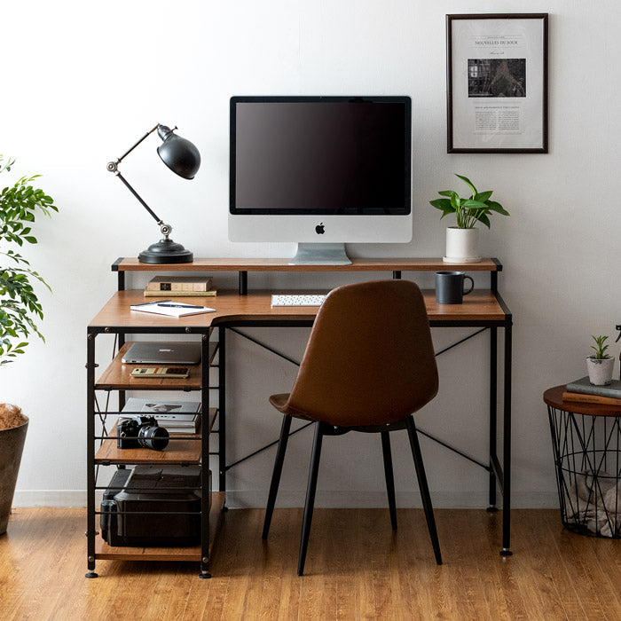 merrily L-shaped desk with storage shelves that can be switched to the left or right Computer desk