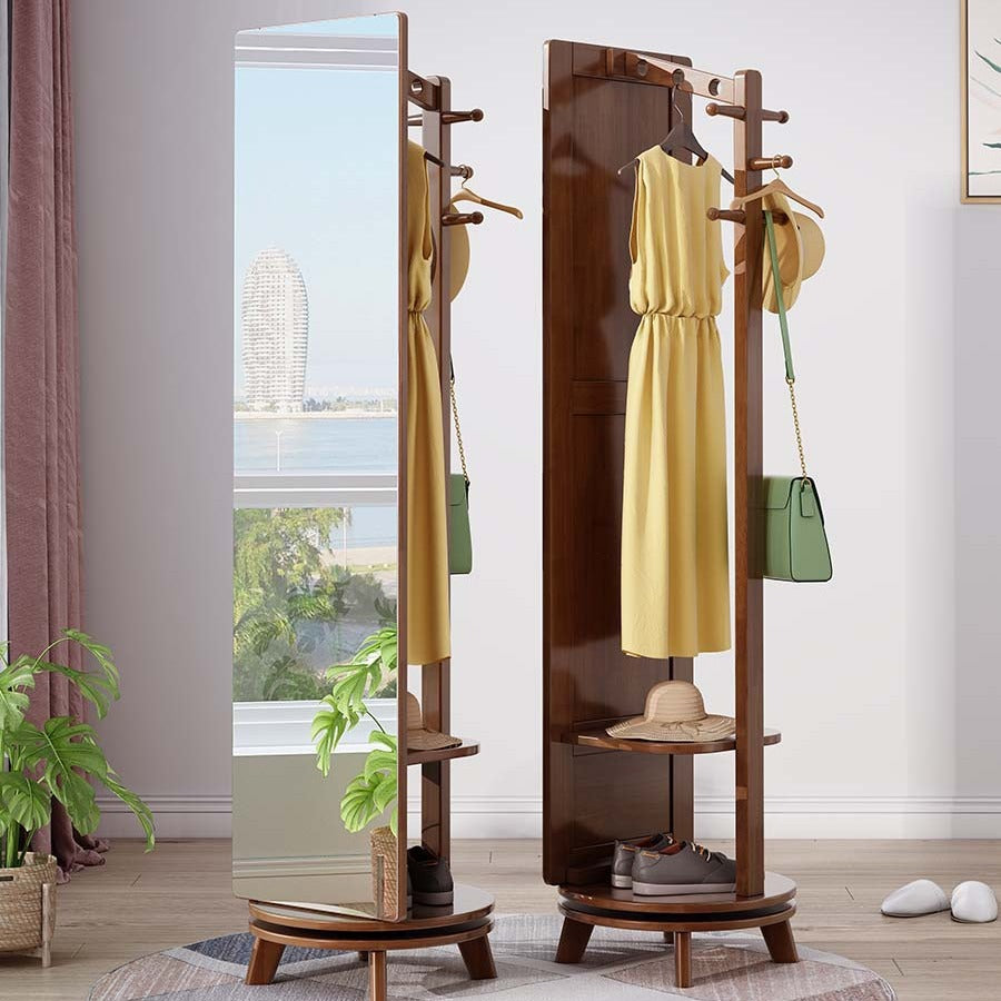 Rotating mirrored hanger rack