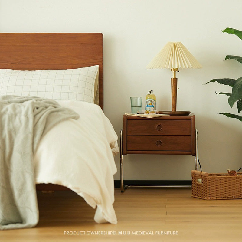 Boxwood bedside cabinet with stainless steel legs