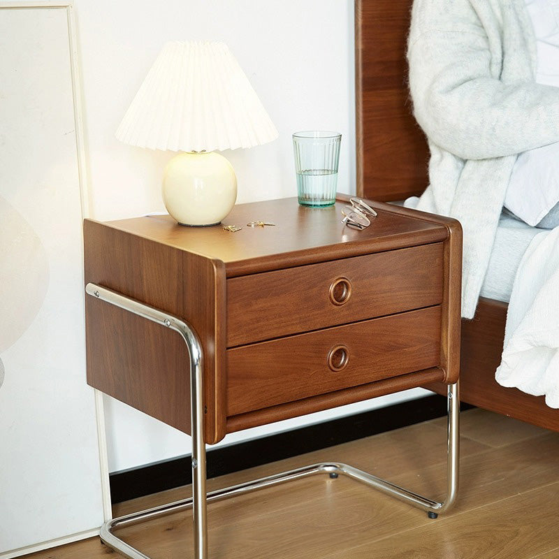 Boxwood bedside cabinet with stainless steel legs
