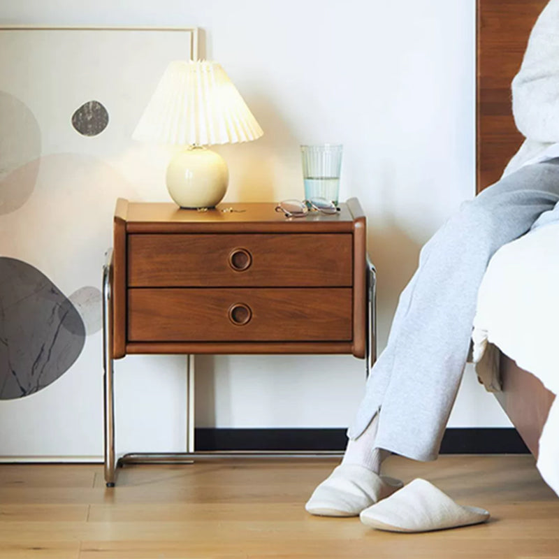 Boxwood bedside cabinet with stainless steel legs