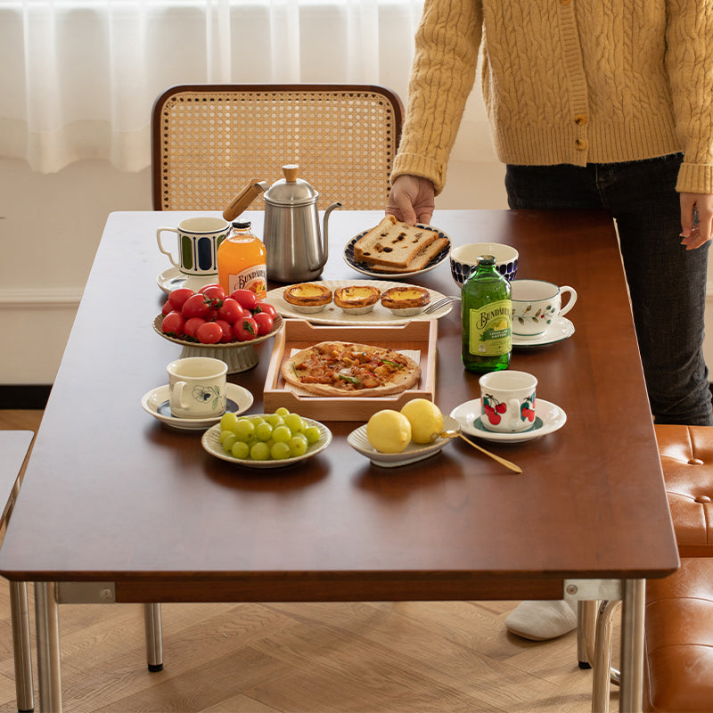 Boxwood and stainless steel legs wooden dining table