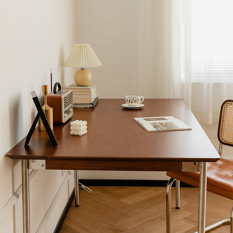 Boxwood and stainless steel legs wooden dining table