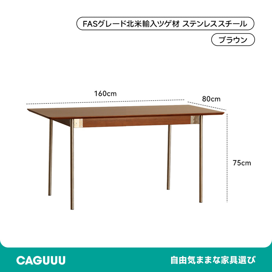 Boxwood and stainless steel legs wooden dining table