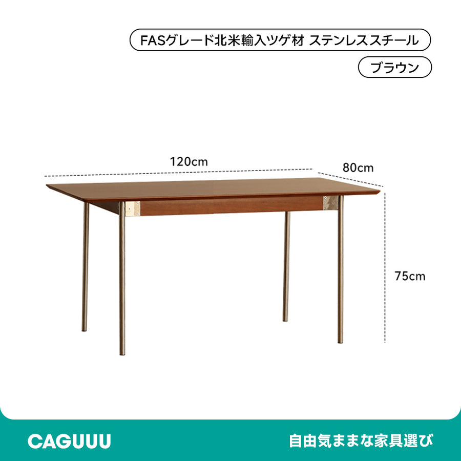 Boxwood and stainless steel legs wooden dining table