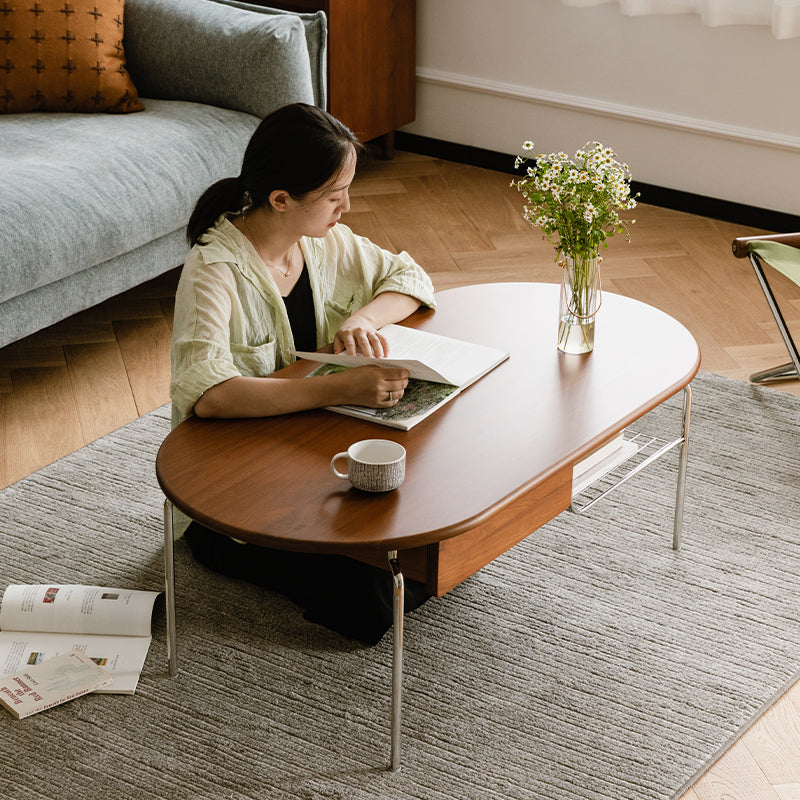 Boxwood and stainless steel legs wooden centre table