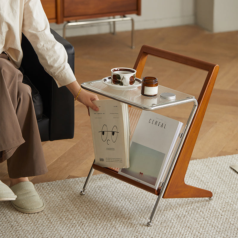 Boxwood Z-shaped glass side table