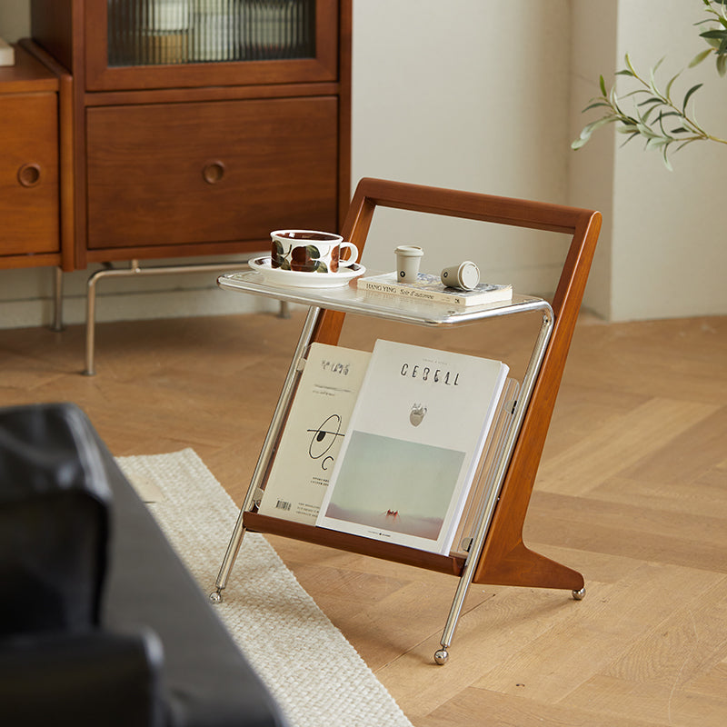 Boxwood Z-shaped glass side table