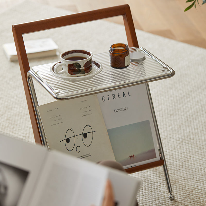 Boxwood Z-shaped glass side table