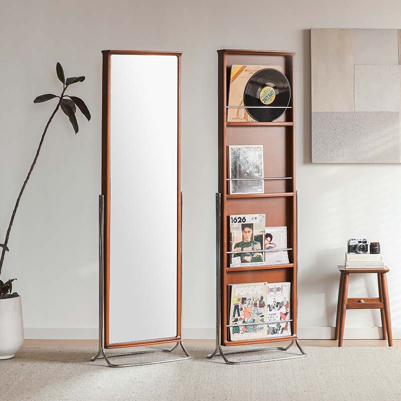 Boxwood stand mirror with storage function