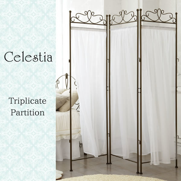 Antique lace curtain triple partition