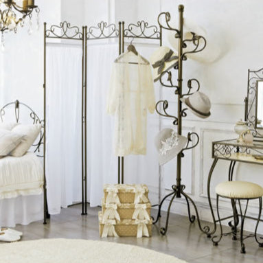Antique lace curtain triple partition