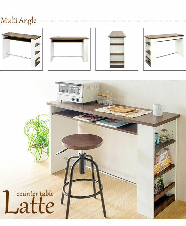 Counter table with wooden rack