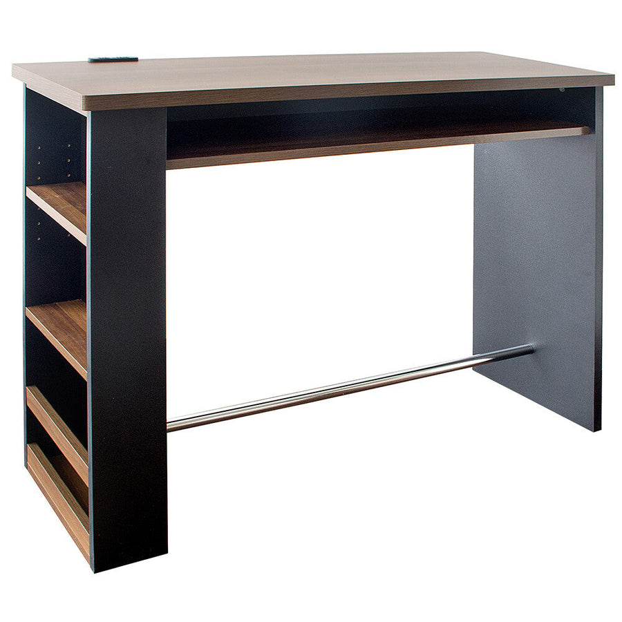 Counter table with wooden rack