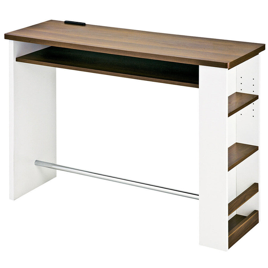 Counter table with wooden rack