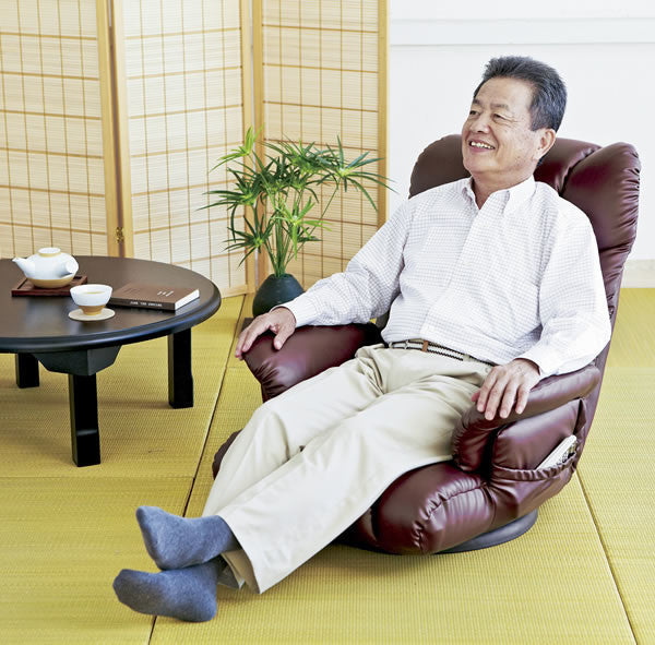 Made in Japan 13-step reclining soft leather chair