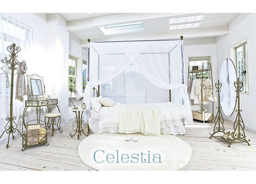 Semi-double bed with lace canopy