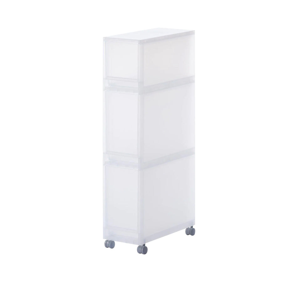 PP storage unit with casters, 3 shelves