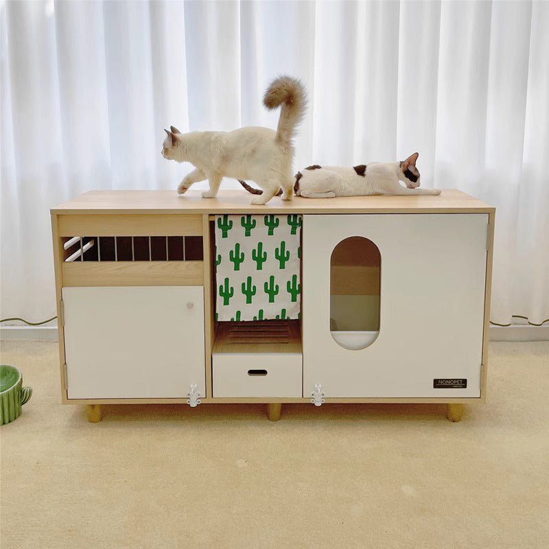Cat cabinet-style twin toilet
