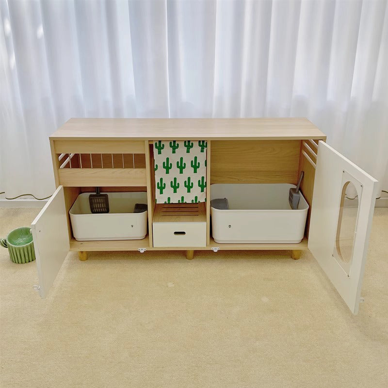 Cat cabinet-style twin toilet