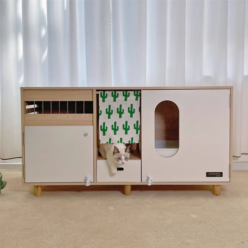 Cat cabinet-style twin toilet