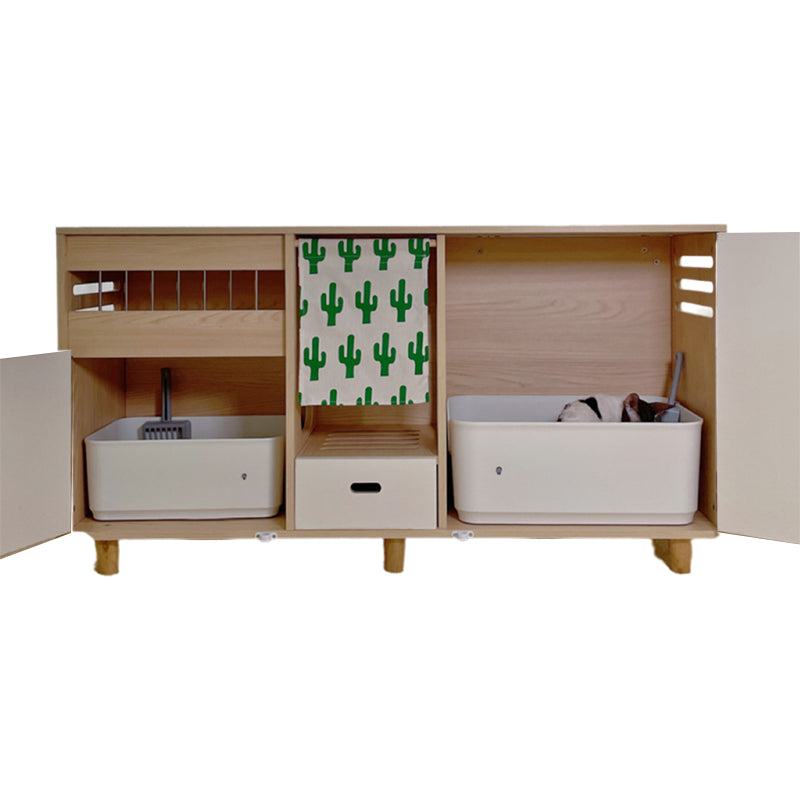 Cat cabinet-style twin toilet