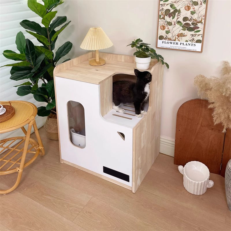 High type wooden cat toilet