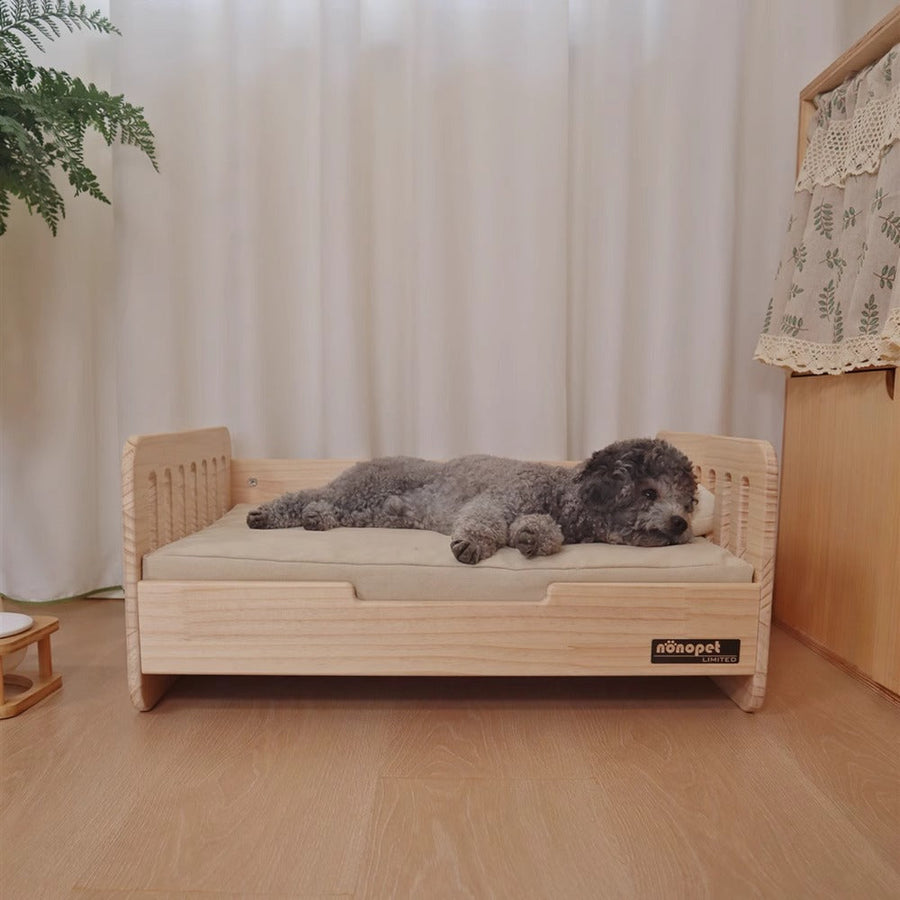 Reversible wooden pet bed