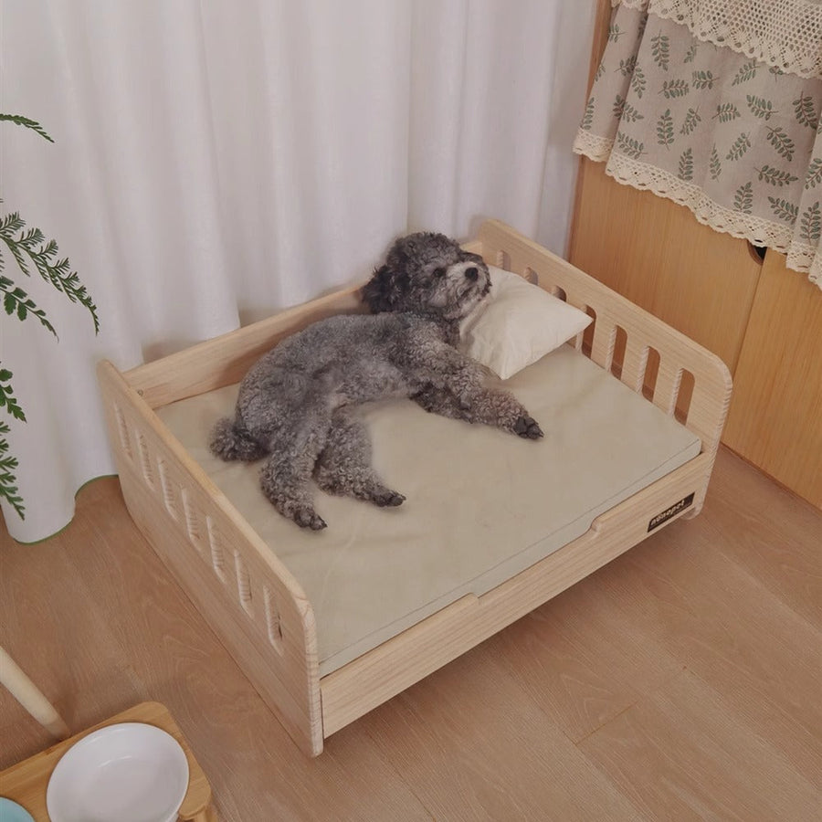 Reversible wooden pet bed