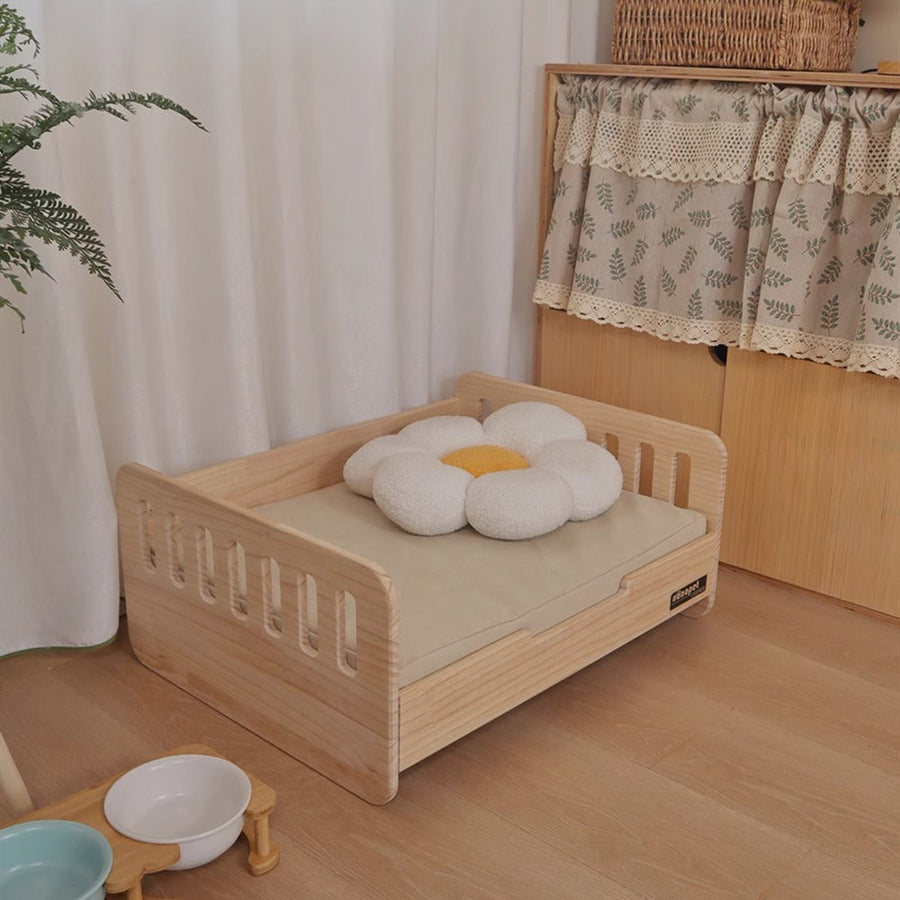 Reversible wooden pet bed
