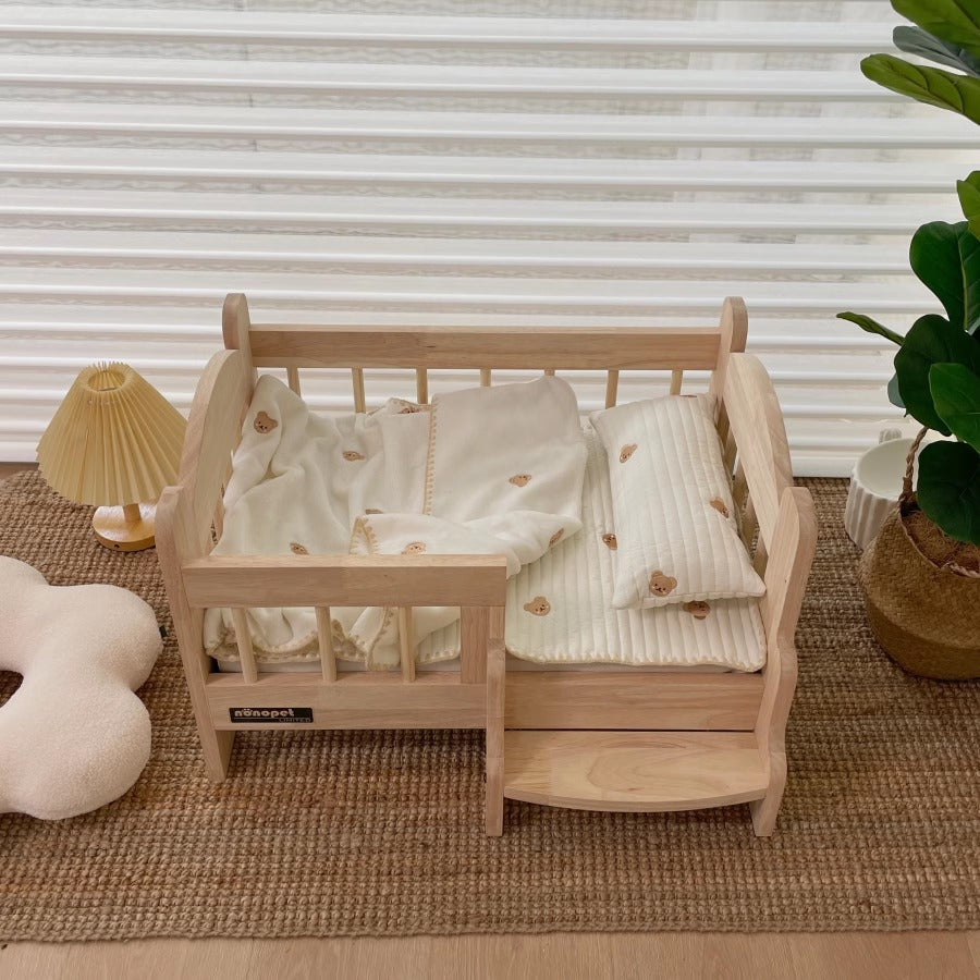Country style wooden pet bed