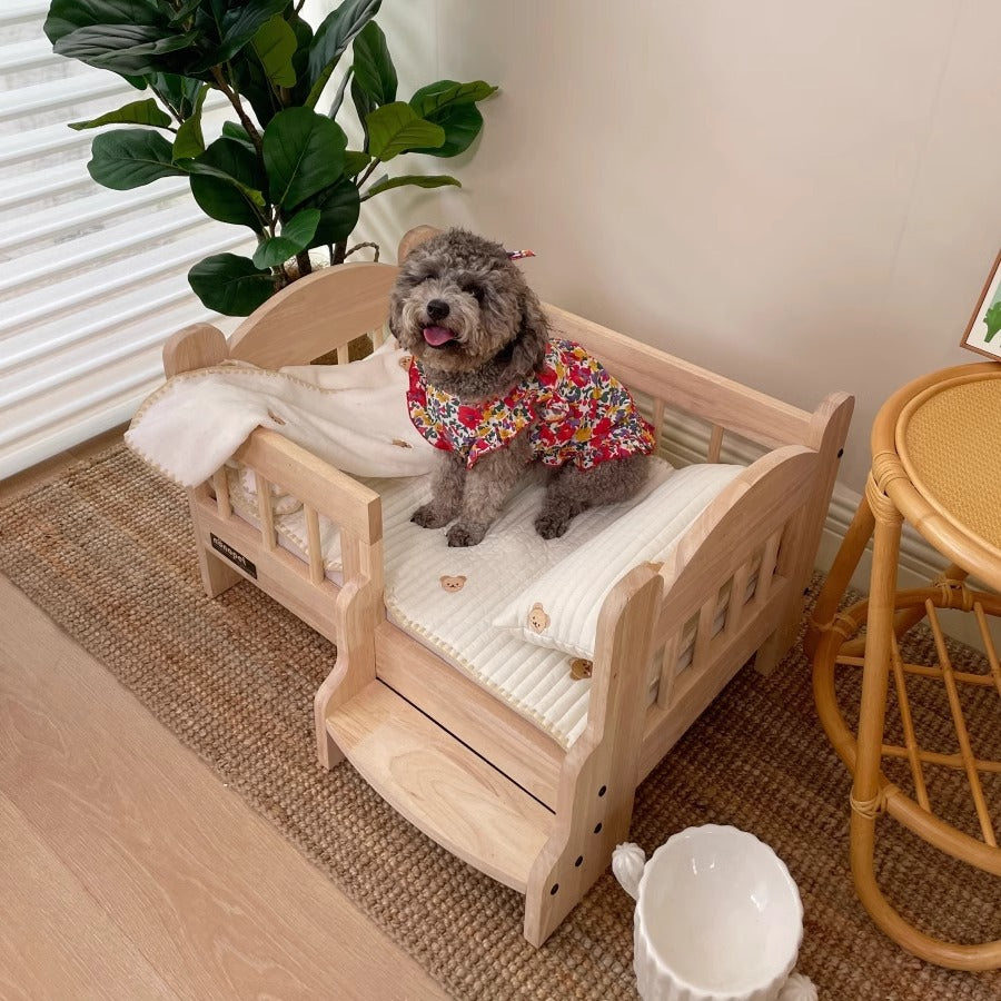 Country style wooden pet bed