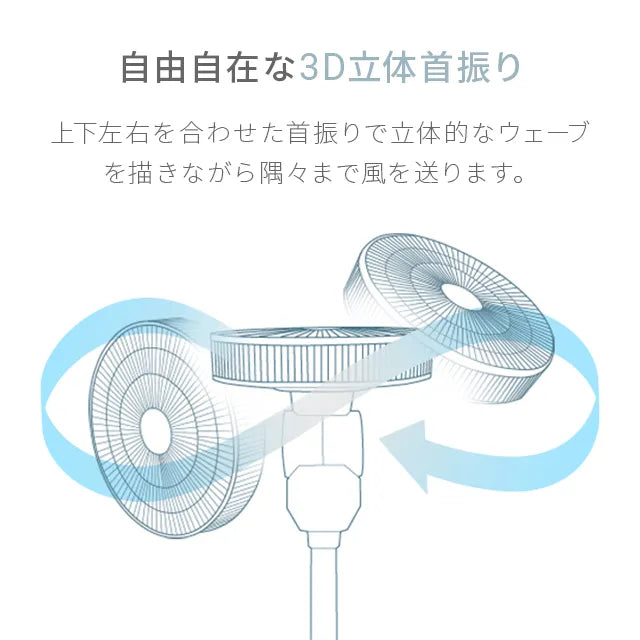 リモコン付 3D首振りDCリビングファン