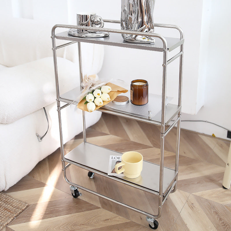 Stainless steel cart with casters, 3 shelves