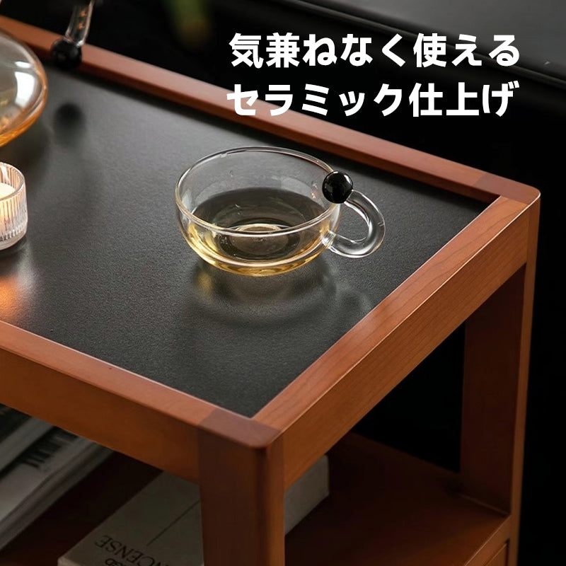 Boxwood ceramic top movable cart