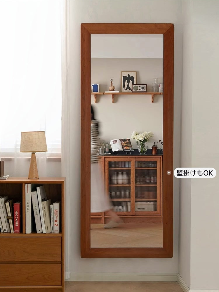 Cherry wood natural mirror stand