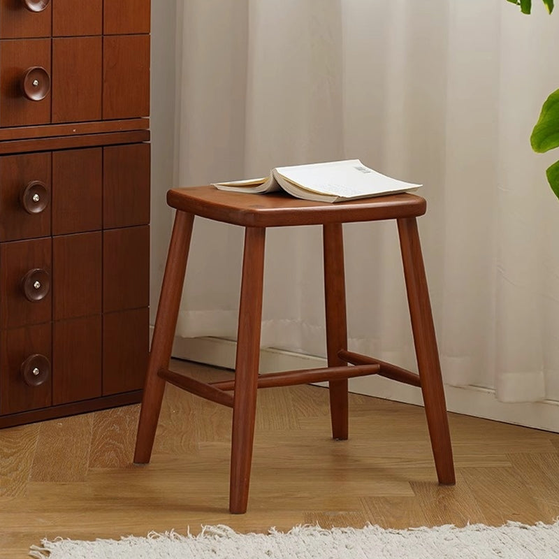 Natural wood square dresser stool