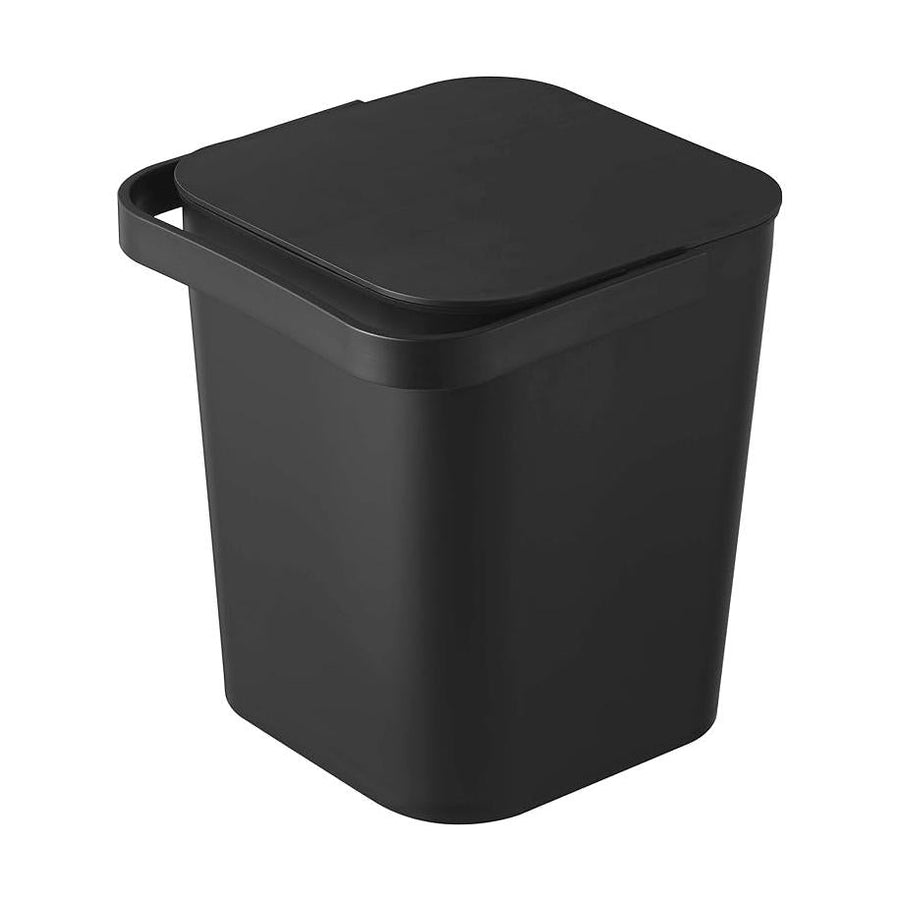 tower bucket with lid, 12L, black, with lid, square, rectangular