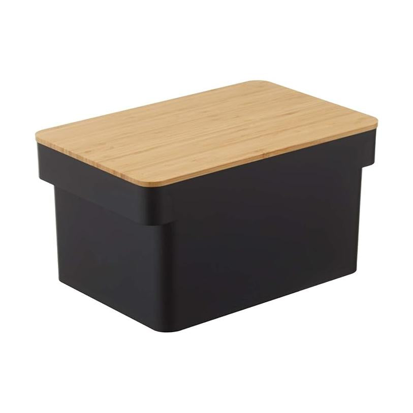 Tower Bread Case with Bread Knife Holder, Black, Lid is a Cutting Board, Large Capacity, Holds 2 Loaves