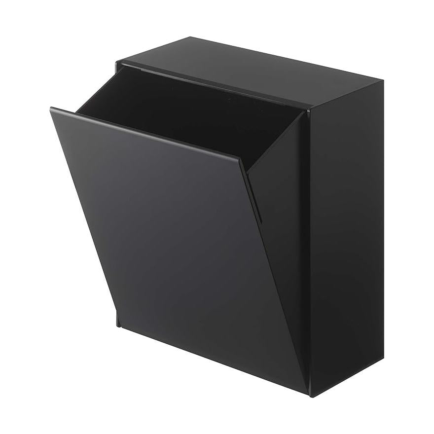 tower magnetic dustbin &amp; storage case, black, flap style, small item storage, trash can