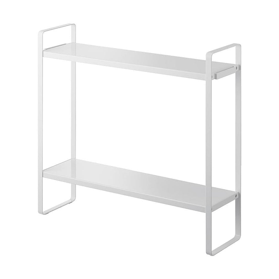 Tower Wipeable Stove Side Rack, 2 Tiers, White, Space-saving Storage, Condiment Rack, with Hooks