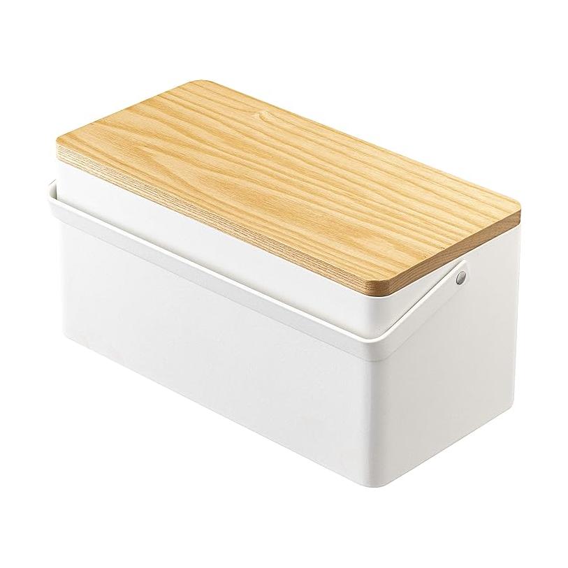 tower sewing box, white, movable tray, with handle