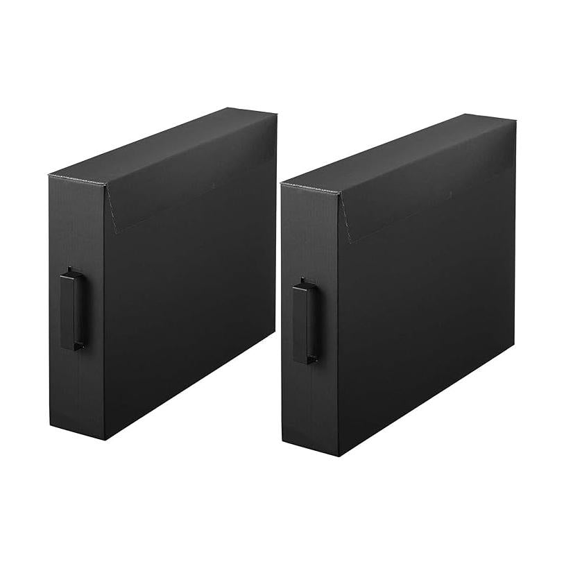 Tower Artwork Storage Box, Set of 2, Black, Large Capacity, Storage Box, with Handle