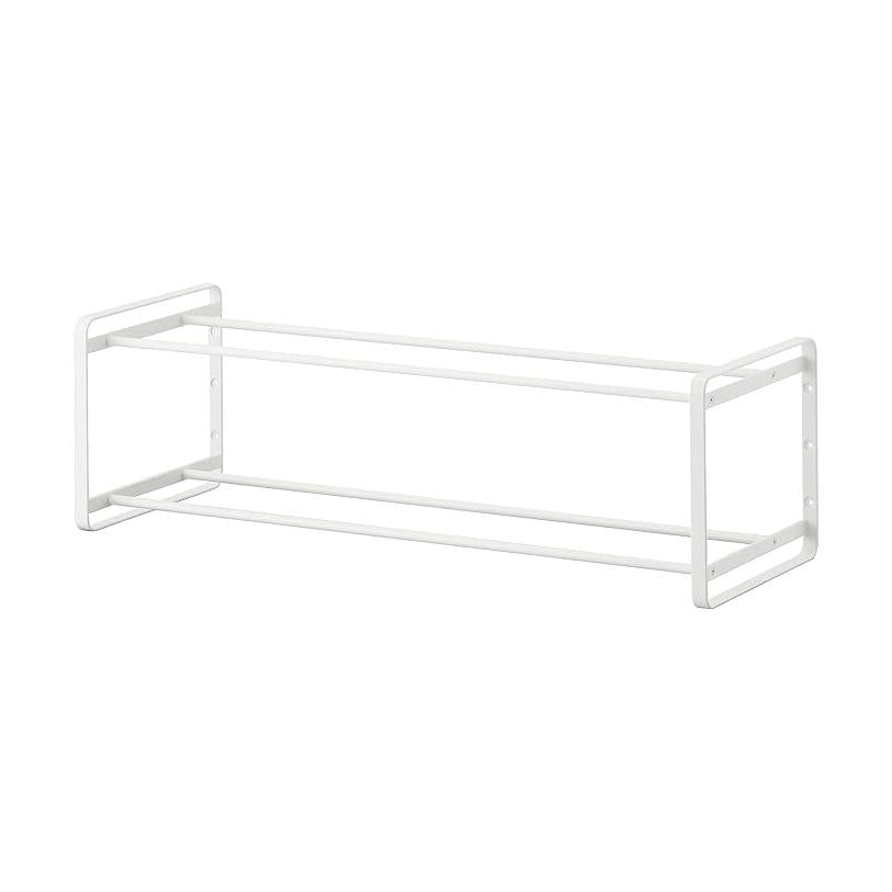 Tower Wall Shoe Rack for Plasterboard Walls, 2 Tiers, White, Floating Shoe Storage, Easy to Clean, Hooks Included